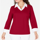 Karen Scott Women's Cotton Layered Look Top Red Size Small