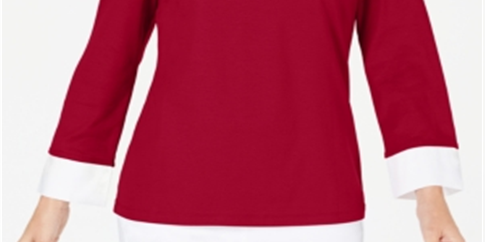 Karen Scott Women's Cotton Layered Look Top Red Size Small