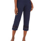 JM Collection Women's CrochetTrim Studded Capris Blue Size Small