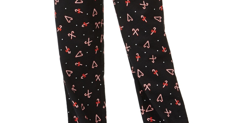 Jenni Women's Cotton Printed Flannel Pajama Pants Black Size S