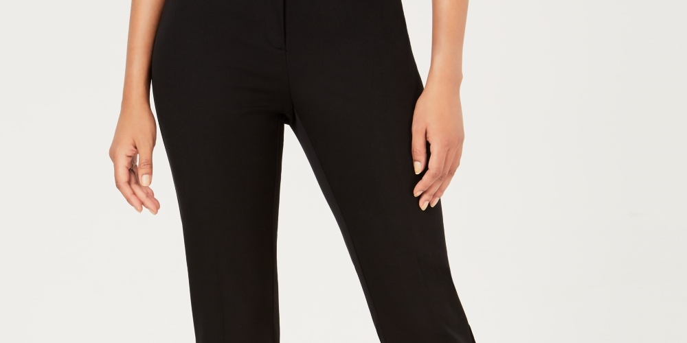Alfani Women's Zippered Color Block Wear To Work Pants Black Size 12 Petite
