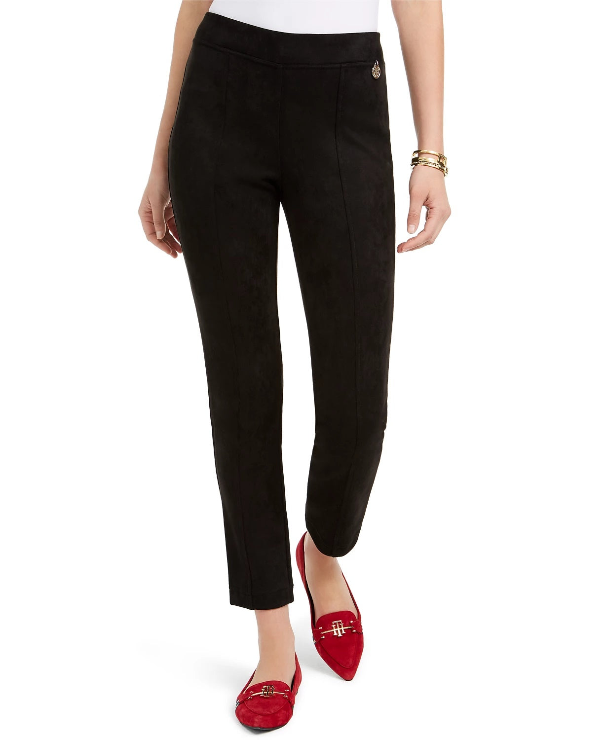Tommy Hilfiger Women's Faux-Suede Pants Black Size X-Large