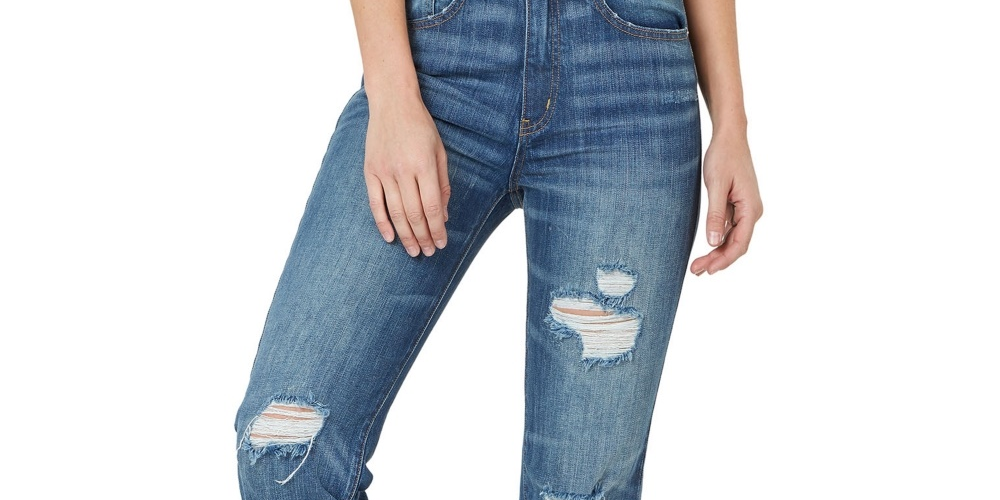 Numero Women's Ripped High Rise Frayed-Hem Denim Jeans Blue Size 31
