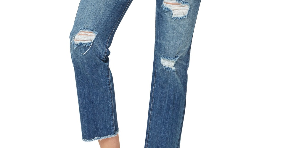 Numero Women's Ripped High Rise Frayed-Hem Denim Jeans Blue Size 31