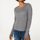 Hooked Up by IOT Juniors' Lace-Up Rib-Knit Sweater Dark Gray Size Medium