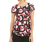 Alfani Women's Printed Round Hem T-Shirt Red Size Petite Small
