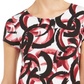 Alfani Women's Printed Round Hem T-Shirt Red Size Petite Small