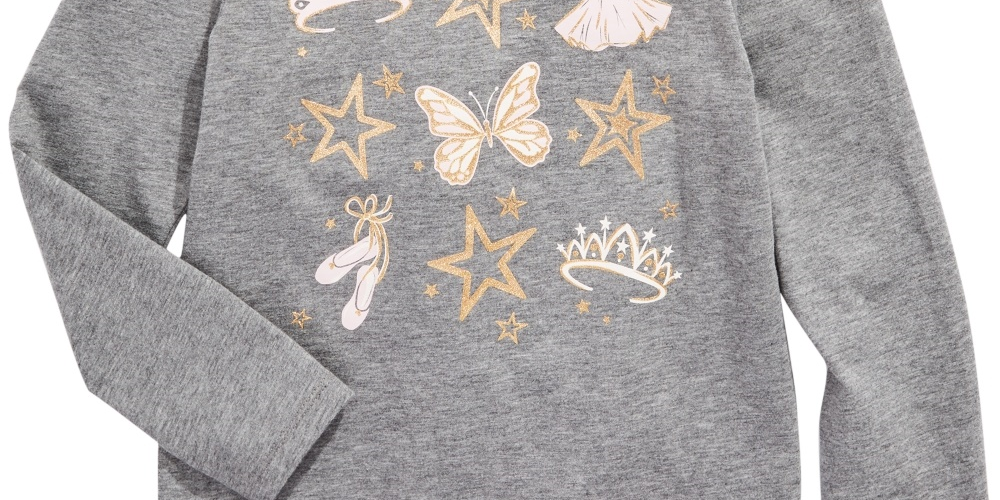 Epic Threads Kid's Little Girls Ballet Crown Long Sleeve T Shirt Gray Size 5