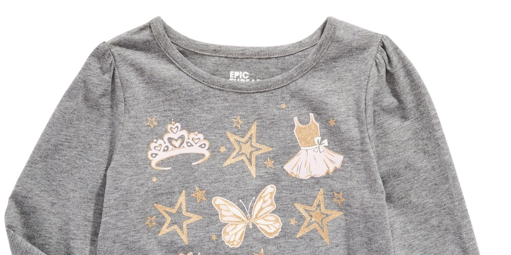 Epic Threads Kid's Little Girls Ballet Crown Long Sleeve T Shirt Gray Size 6X