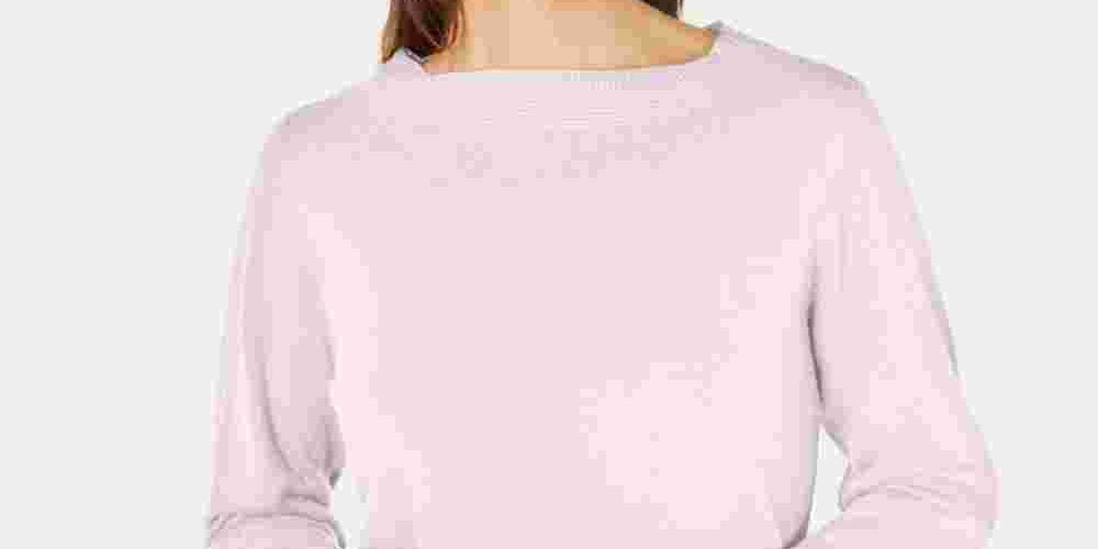 Karen Scott Women's Bateau Neck Long Sleeve Sweater Pink Size X-Large