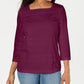 Karen Scott Women's Square Neck Lace Stripe Top Purple Size X-Large