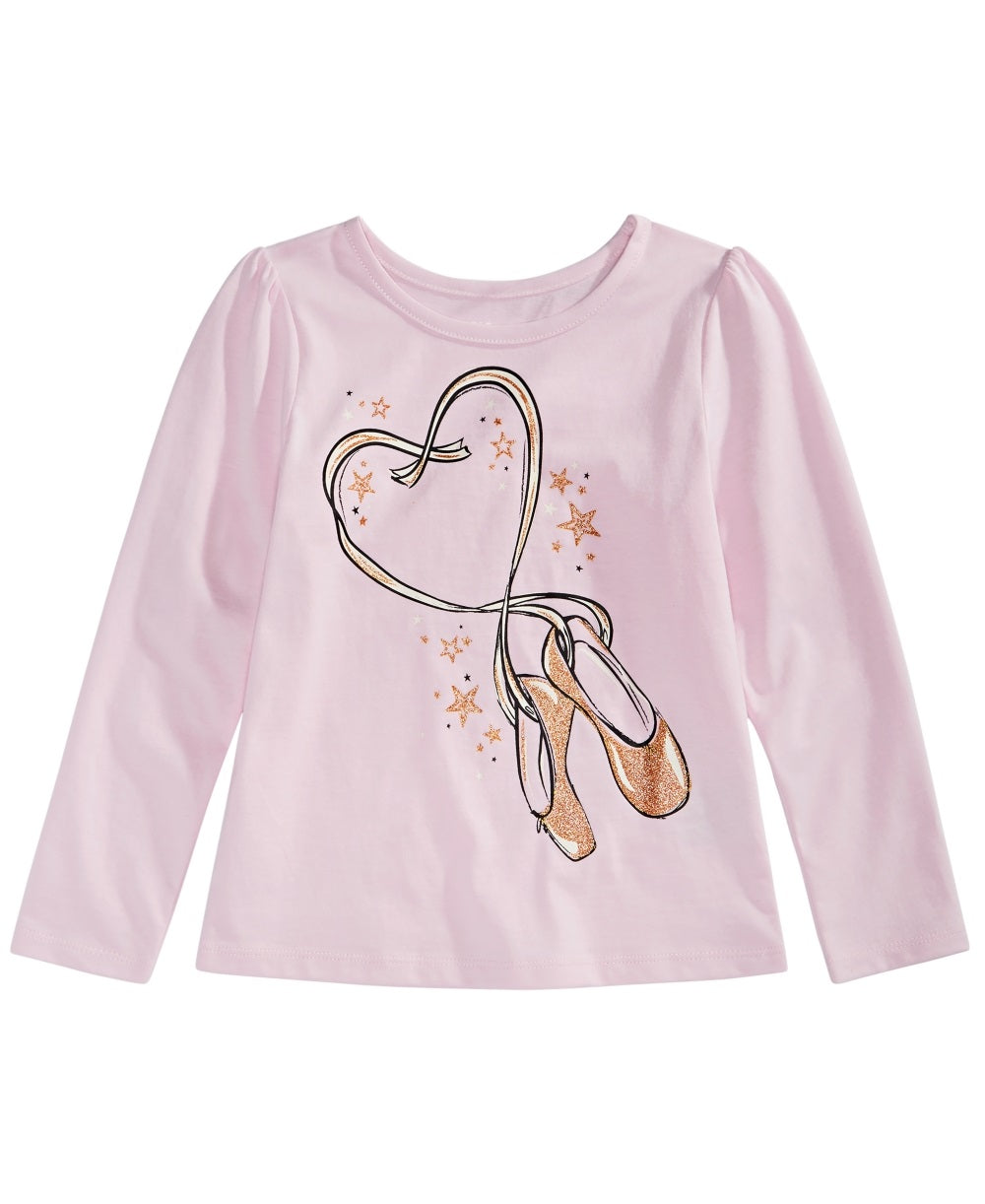 Epic Threads Toddler Girl's Ballet Slippers T-Shirt Pink Size 4T