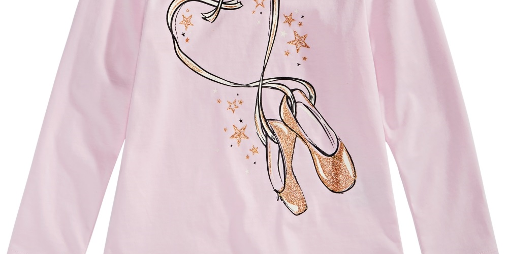 Epic Threads Toddler Girl's Ballet Slippers T-Shirt Pink Size 4T