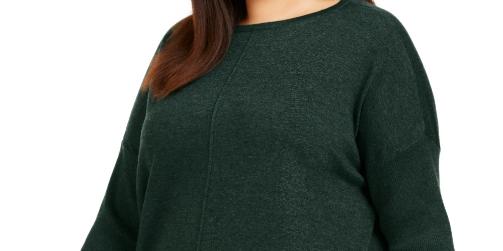 Style & Co Women's Plus Size Seam Front Tunic Sweater Green Size 4X