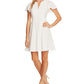 CeCe Women's A Line Dress Split Neck Flutter Sleeve White Size 14