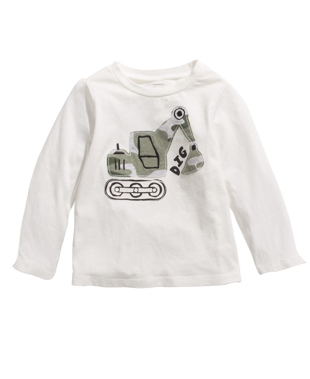 First Impressions Kid's Baby Boys Construction Print Cotton T Shirt White Size 18