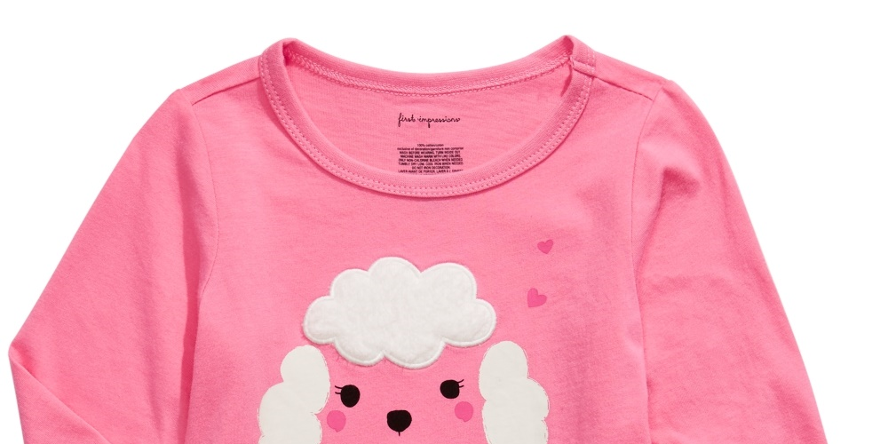 First Impressions Girl's Cotton Long Sleeve Poodle T Shirt Pink Size 6 MOS