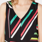Bar III Women's Sleeveless V Neck Blouse Black Mult Size XS