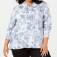 Calvin Klein Women's Plus Size Sunburst Tie Dyed Logo Hoodie Top Blue Size 2X