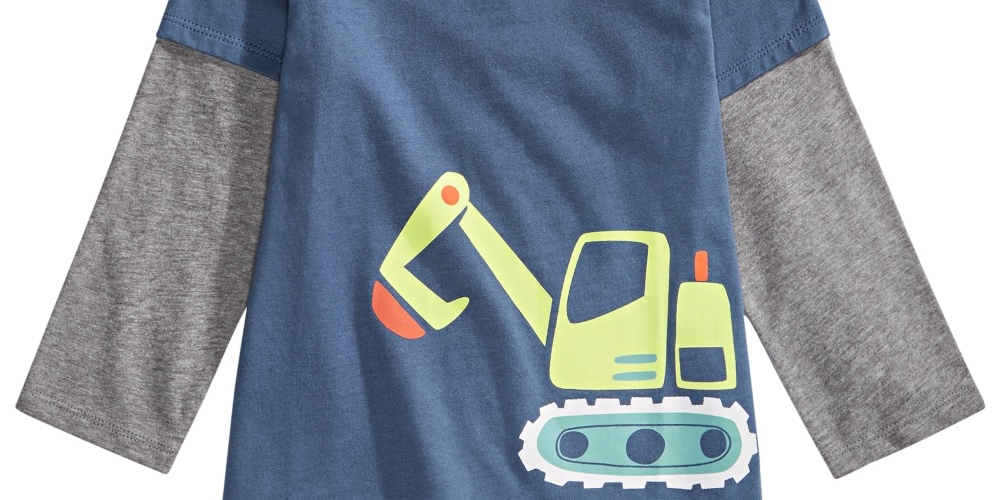 First Impressions Baby Boy's Bulldozer Print Layered Look T-Shirt Blue Size 12 Months
