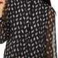 Anne Klein Women's Blouse Printed Mandarin Collar Black Size -M