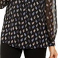 Anne Klein Women's Blouse Printed Mandarin Collar Black Size -M