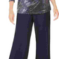 Jessica Howard Women's Sequined 3/4 Sleeve Jewel Neck Party Top Blue Size 14