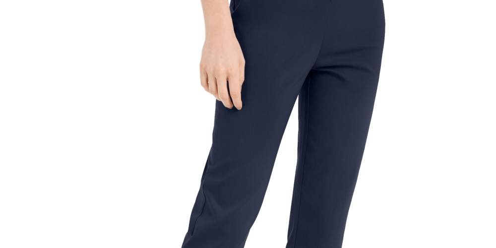 JM Collection Women's Tummy Control Hardware-Trim Ankle Pants Blue Size X-Large