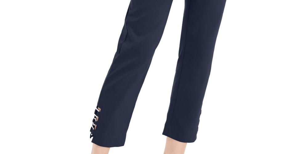 JM Collection Women's Tummy Control Hardware-Trim Ankle Pants Blue Size X-Large