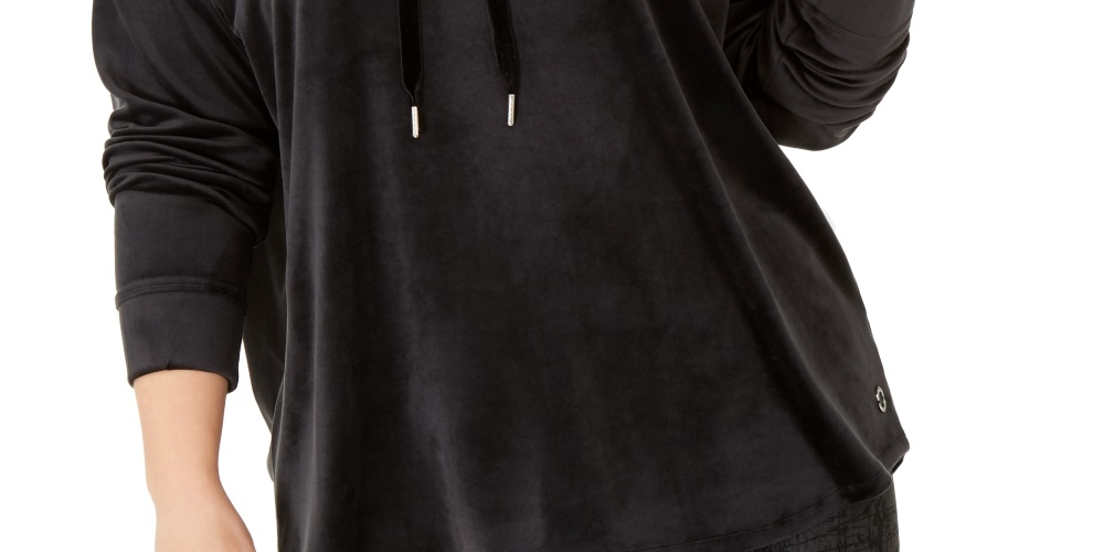 Calvin Klein Performance Women's Plus Cowlneck Drop-Shoulder Pullover Black Size 1X