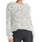 Rachel Roy Women's Glitter Fuzzy Long Sleeve Jewel Neck Sweater White Size X-Small