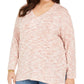 Style & Co Women's Plus Size Space Dye Sweater Knit Tunic Red Size 2X