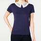 Maison Jules Women's Lace Collar Top Blue Size X-Small