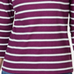 Karen Scott Women's Floral Yoke Striped Top Purple Size Large