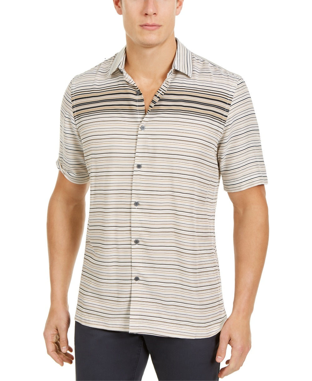 Alfani Men's Gradient Stripe Shirt Brown Size X-Large