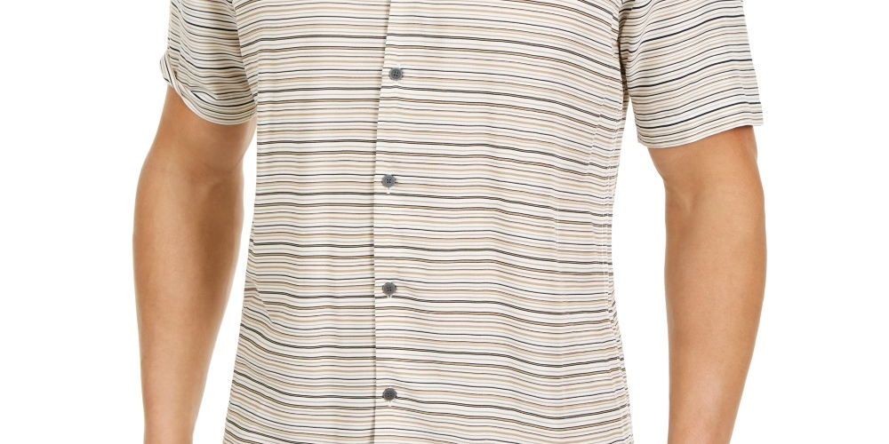 Alfani Men's Gradient Stripe Shirt Brown Size X-Large