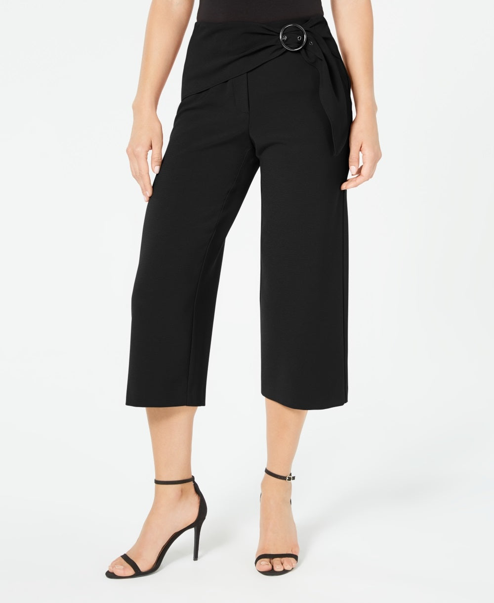Alfani Women's Sash Belt Cropped Pants Black Size 12