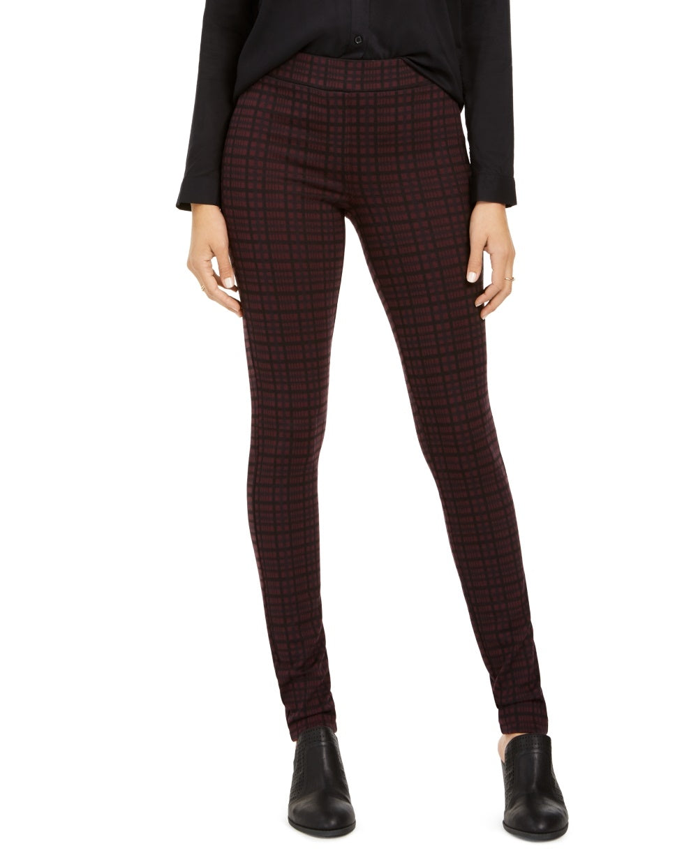 Style & Co Women's Plaid Ponte Legging Purple Size PL
