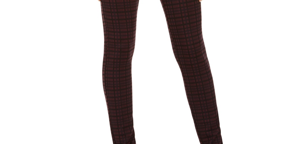 Style & Co Women's Plaid Ponte Legging Purple Size PL
