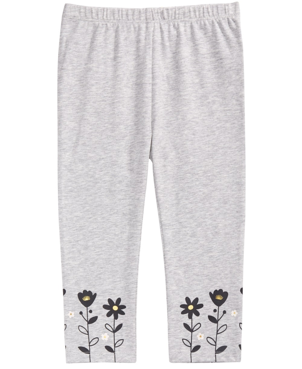 First Impressions Toddler Girl's Floral Hem Leggings  Gray Size 4T