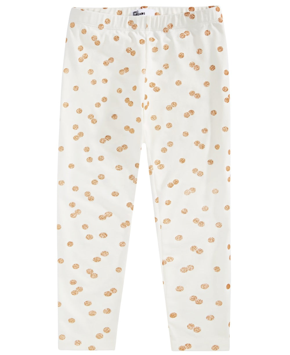 Epic Threads Toddler Girl's Glitter Dot Leggings White Size 4T