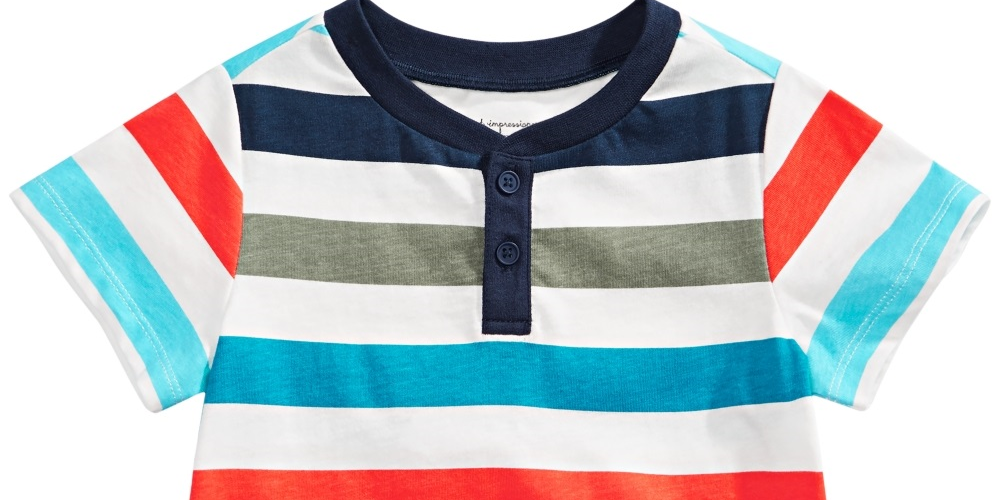 First Impressions Baby Boy's Striped Cotton Henley T-Shirt White Size 24MOS