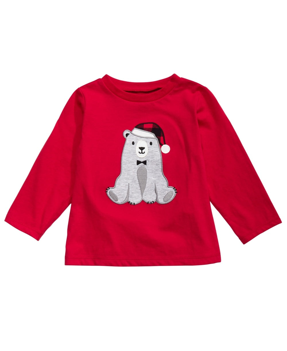 First Impressions Baby Boy's Santa Bear Print T-Shirt Red Size 12MOS