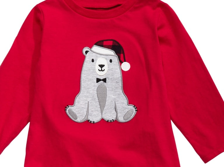 First Impressions Baby Boy's Santa Bear Print T-Shirt Red Size 12MOS