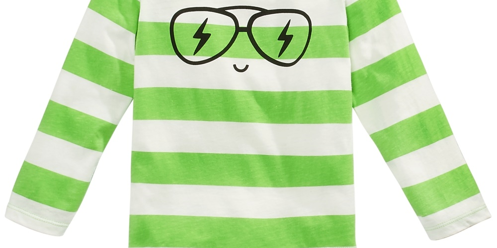 First Impressions Boy's Striped Face Print Cotton T Shirt Green Size 2T REG