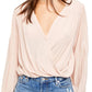 Free People Women's Check On It Faux Wrap Top Pink Size Extra Small