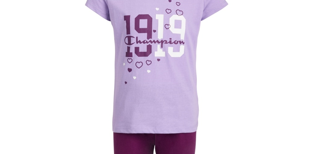 Champion Kid's Toddler Girls 2 Pc. T Shirt & French Terry Jogger Pants Set Purple Size 2T