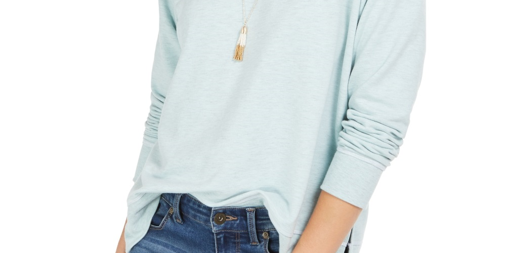 Style & Co Women's Contrast Stitched Sweatshirt Green Size Medium