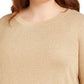 Anne Klein Women's Textured Glitter Long Sleeve Jewel Neck Top Gold Size 1X