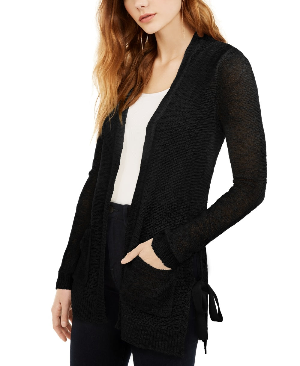 Hooked Up By Iot Junior's Side Tie Cardigan Black Size X-Large